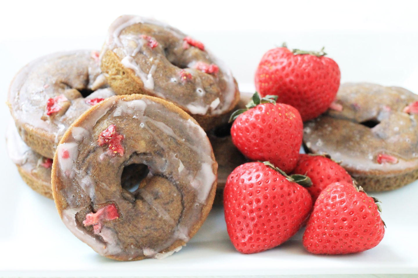 Matcha Donuts with Fresh Strawberries