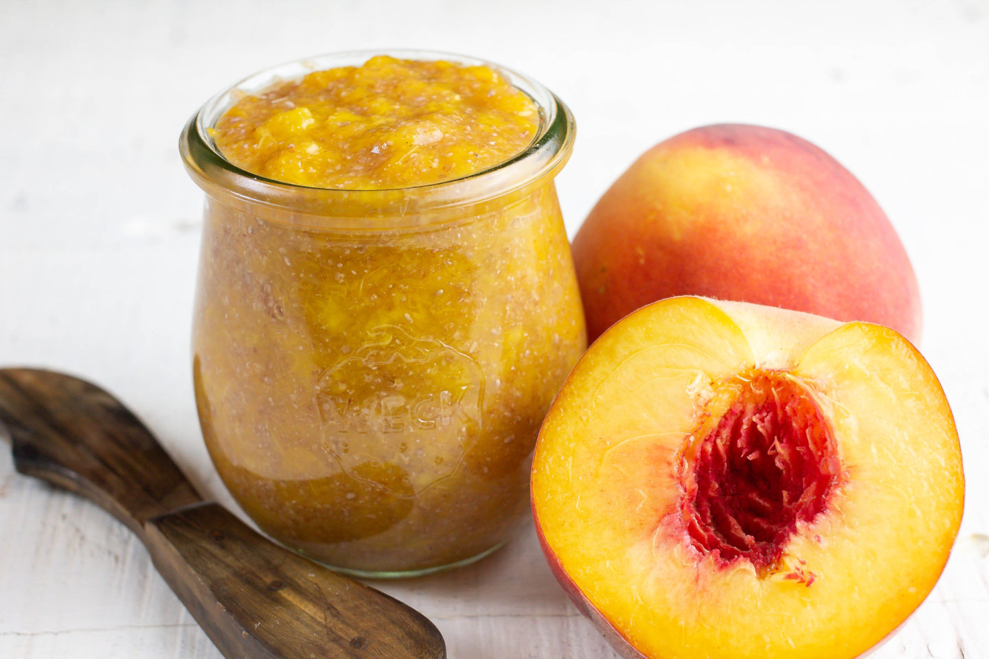  Peach and Ginger Jam in Jar with clean spreader for Homeade Pop-Tarts