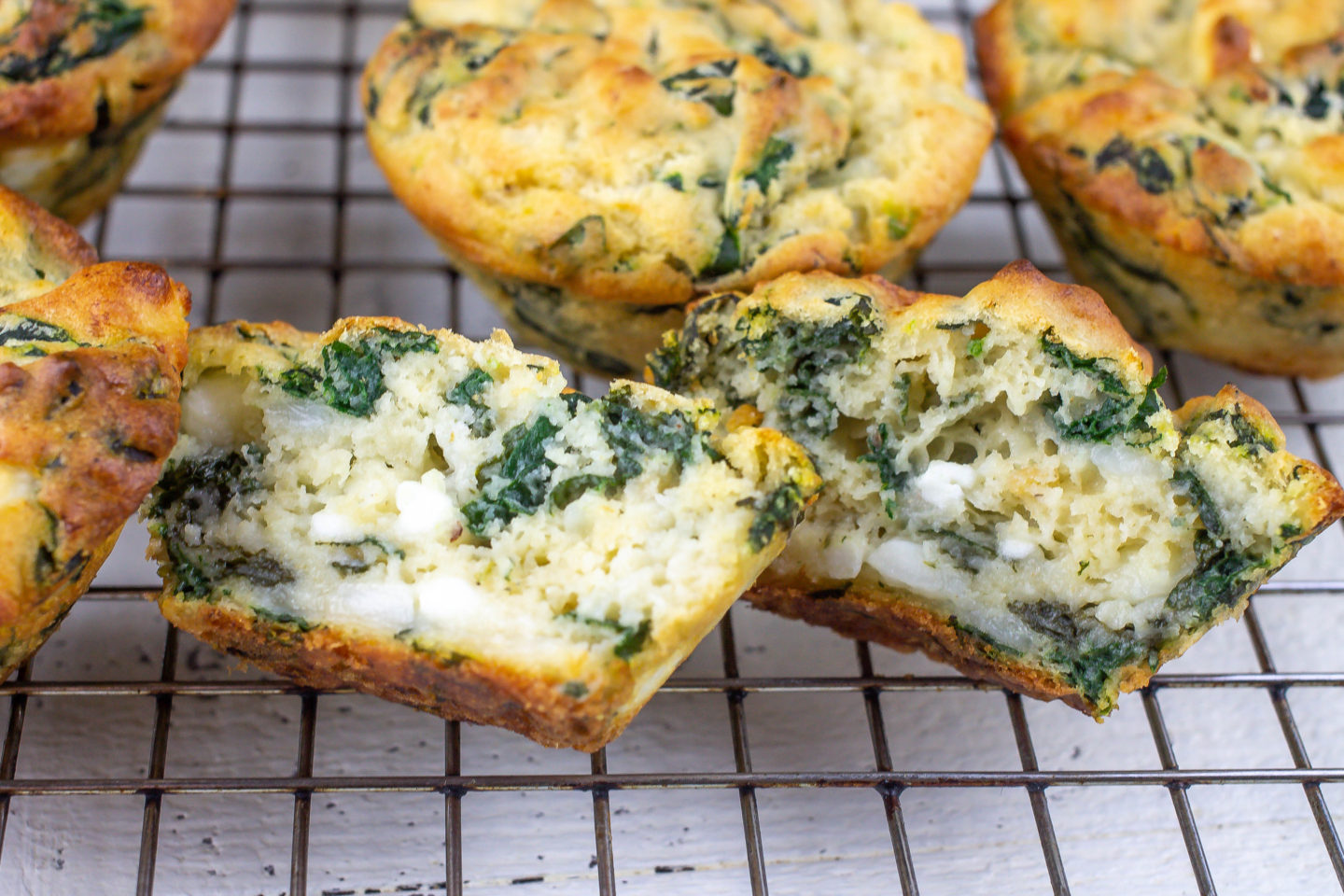 Spinach Protein Muffins with one split in half
