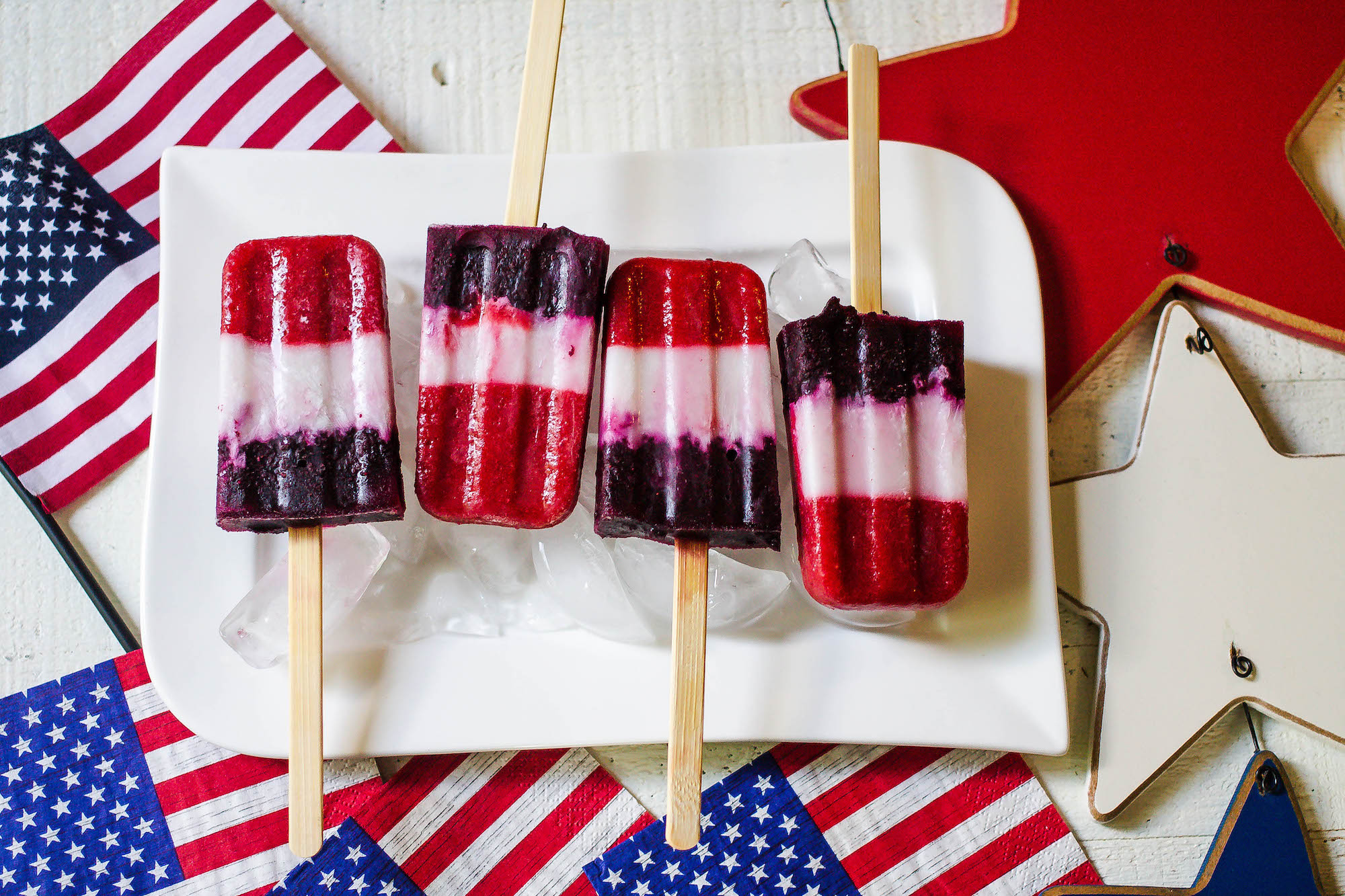 Red White and Blue Popsicles (Healthy Homemade Popsicles) Recipe